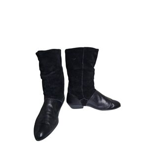 Karen Scott Western Booties Black Suede Leather Size 8